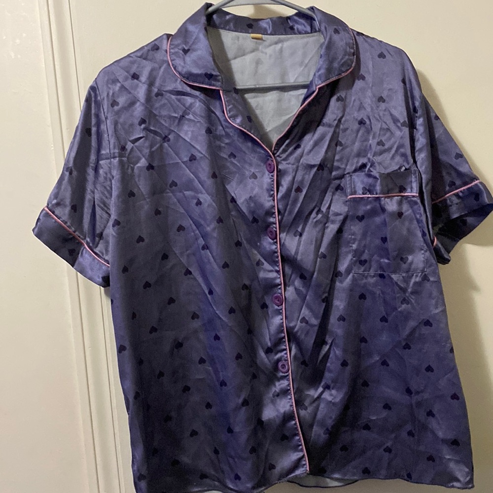 Purple silk pajama shirt